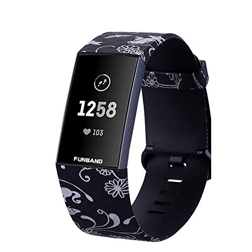 FunBand Kompatibel mit Armband Fitbit Charge 3 Charge 4,Einzigartig Elegant Einstellbar Silikon Sport Wrist Strap Band Armbanduhr Uhrenarmband Schlaufe Armbänder für Charge 4 Charge 3 Smartwatch von FunBand