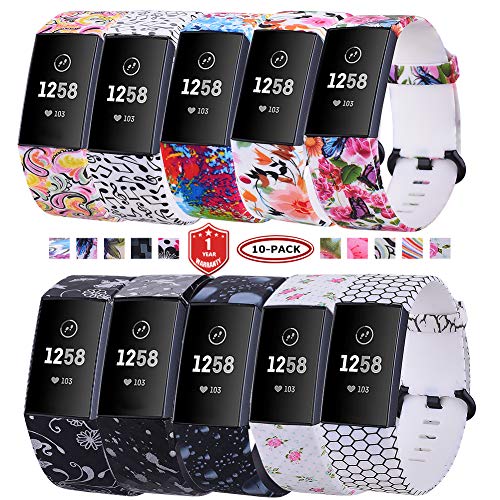 FunBand Kompatibel mit Armband Fitbit Charge 3 Charge 4,Einzigartig Elegant Einstellbar Silikon Sport Wrist Strap Band Armbanduhr Uhrenarmband Schlaufe Armbänder für Charge 4 Charge 3 Smartwatch von FunBand