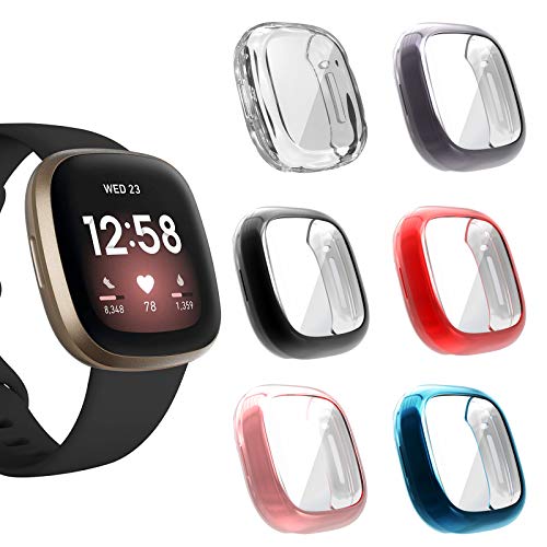 FunBand Kompatibel mit Fitbit Versa 3/Fitbit Sense Schutzhülle Hülle,Flexibles TPU Vollschutz Display Schutz Full Coverage Stoßfestes Displayschutz Hülle für Fitbit Versa 3/Fitbit Sense von FunBand