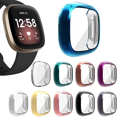 FunBand Kompatibel mit Fitbit Versa 3/Fitbit Sense Schutzhülle Hülle,Flexibles TPU Vollschutz Display Schutz Full Coverage Stoßfestes Displayschutz Hülle für Fitbit Versa 3/Fitbit Sense von FunBand