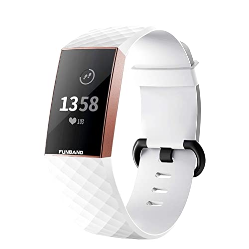 FunBand für Fitbit Charge 3/Charge 4 Armband,Klassisch Verstellbares Ersatz weiches Silikon Sporty Wrist Strap Band Armbanduhr Uhrenarmband Schlaufe Armbänder für Fitbit Charge 3/Charge 4 Smartwatch von FunBand