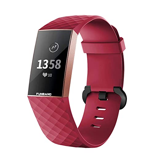 FunBand für Fitbit Charge 3/Charge 4 Armband,Klassisch Verstellbares Ersatz weiches Silikon Sporty Wrist Strap Band Armbanduhr Uhrenarmband Schlaufe Armbänder für Fitbit Charge 3/Charge 4 Smartwatch von FunBand