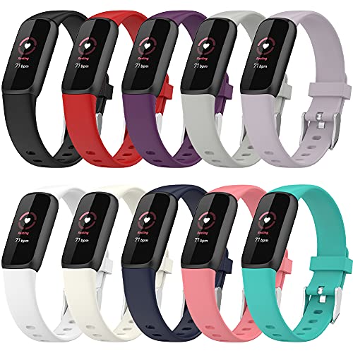 FunBand kompatibel mit Fitbit Luxe Armband, Silikon Ersatzband Watch Armband Verstellbares Weiches Replacement Uhrenarmband Armbänder für Fitbit Luxe Smart Watch (10 Pack) von FunBand