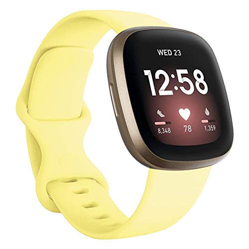 FunBand kompatibel mit Fitbit Versa 3 / Fitbit Versa 4 / Fitbit Sense/Fitbit Sense 2 Armband, Weiche Silikon Sport Ersatzarmband Ersatz Bandfür Fitbit Versa 3 / Versa 4 Smart Watch (1 Packung,Gelb) von FunBand