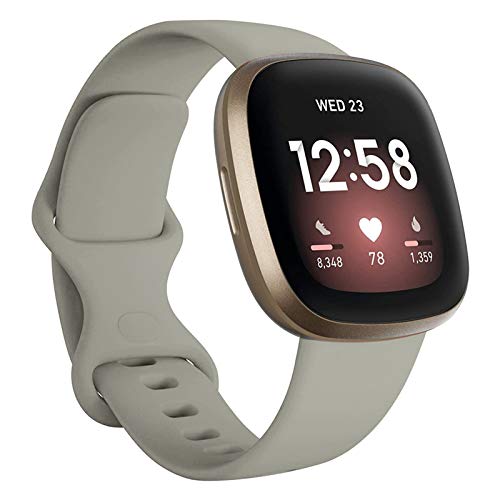 FunBand kompatibel mit Fitbit Versa 3 / Fitbit Versa 4 / Fitbit Sense/Fitbit Sense 2 Armband, Weiche Silikon Sport Ersatzarmband Ersatz Bandfür Fitbit Versa 3 / Versa 4 Smart Watch (1 Packung,Grau) von FunBand