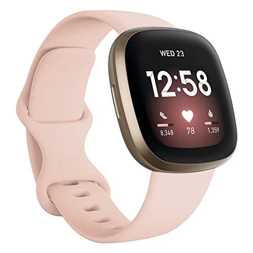 FunBand kompatibel mit Fitbit Versa 3 / Fitbit Versa 4 / Sense/Fitbit Sense 2 Armband, Weiche Silikon Sport Ersatzarmband Ersatz Bandfür Fitbit Versa 3 / Versa 4 Smart Watch (1 Packung,HellPink) von FunBand