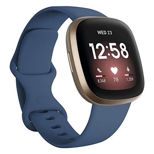 FunBand kompatibel mit Fitbit Versa 4 /Fitbit Versa 3 /Sense Armband, Weiche Silikon Sport Ersatzarmband Ersatz Band für Fitbit Versa 4 /Fitbit Versa 3 /Sense Smart Watch (1 Packung,Dunkelblau) von FunBand