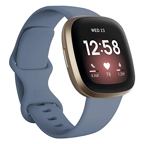 FunBand kompatibel mit Fitbit Versa 4 /Fitbit Versa 3 /Sense Armband, Weiche Silikon Sport Ersatzarmband Ersatz Band für Fitbit Versa 4 /Fitbit Versa 3 /Sense Smart Watch (1 Packung,Hellblau) von FunBand