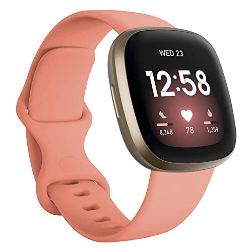 FunBand kompatibel mit Fitbit Versa 4 /Fitbit Versa 3 /Sense Armband, Weiche Silikon Sport Ersatzarmband Ersatz Band für Fitbit Versa 4 /Fitbit Versa 3 /Sense Smart Watch (1 Packung,Rosa) von FunBand