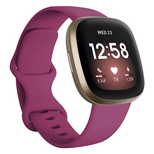 FunBand kompatibel mit Fitbit Versa 4 /Fitbit Versa 3 /Sense Armband, Weiche Silikon Sport Ersatzarmband Ersatz Band für Fitbit Versa 4 /Fitbit Versa 3 /Sense Smart Watch (1 Packung,Weinrot) von FunBand