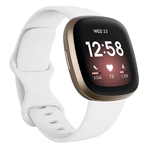 FunBand kompatibel mit Fitbit Versa 4 /Fitbit Versa 3 /Sense Armband, Weiche Silikon Sport Ersatzarmband Ersatz Band für Fitbit Versa 4 /Fitbit Versa 3 /Sense Smart Watch (1 Packung,Weiß) von FunBand