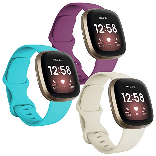 FunBand kompatibel mit Fitbit Versa 4 /Fitbit Versa 3 /Sense Armband, Weiche Silikon Sport Ersatzarmband Ersatz Band für Fitbit Versa 4 /Fitbit Versa 3 /Sense Smart Watch (3 Packung) von FunBand