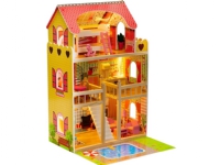 Funfit Puppenhaus aus Holz mit Schwimmbad und RGB-LED-Beleuchtung + 2 Puppen von FunFit