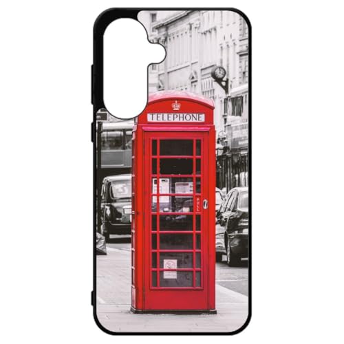 FunKaz Schutzhülle für Samsung Galaxy A56 – Telefonkabine London – Kabine Rot London – Schutzhülle Schwarz TPU von FunKaz