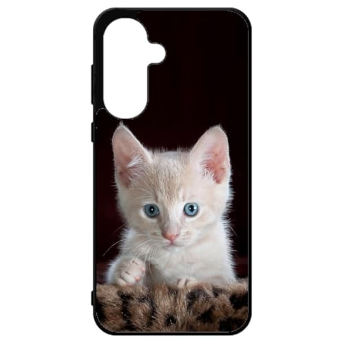 FunKaz Schutzhülle für Samsung Galaxy A56 – niedliches Katzenbaby, blaue Augen – schwarze TPU-Schutzhülle von FunKaz