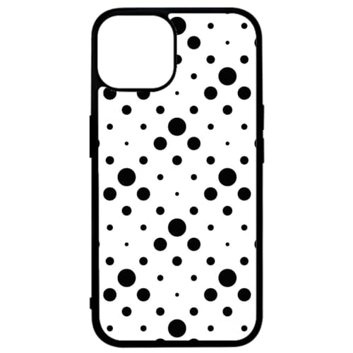 FunKaz Schutzhülle für iPhone 14 Plus, geometrisches Muster, Schwarz und Weiß, schwarze Kreise auf weißem Hintergrund – schwarze TPU-Schutzhülle (geeignet für Induktion) von FunKaz