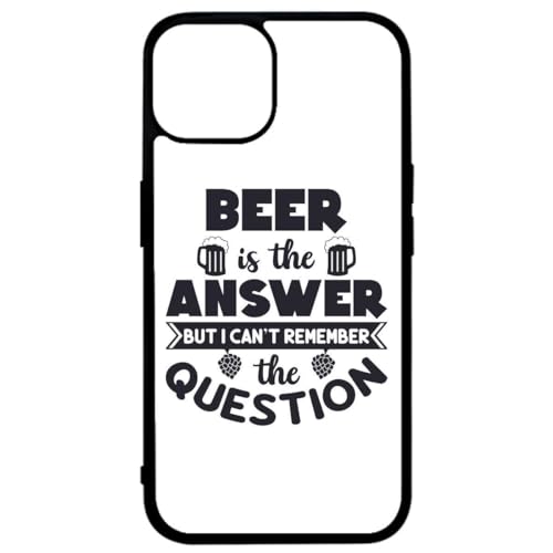 FunKaz Schutzhülle für iPhone 14 Plus – Beer is The Answer Humor Bier – Schutzhülle Schwarz TPU (Induktionsgeeignet) von FunKaz