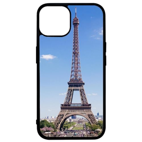 FunKaz Schutzhülle für iPhone 14 Plus – Eiffelturm Paris Frankreich – Schutzhülle Schwarz TPU (kompatibel mit Induktion) von FunKaz