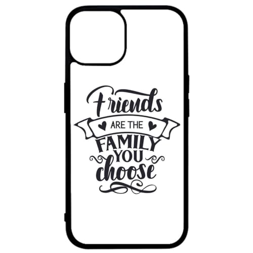 FunKaz Schutzhülle für iPhone 14 Plus – Friends are The Family You Choose – Zitat Freunde Familie – Schwarze TPU-Schutzhülle (Induktionskompatibel) von FunKaz