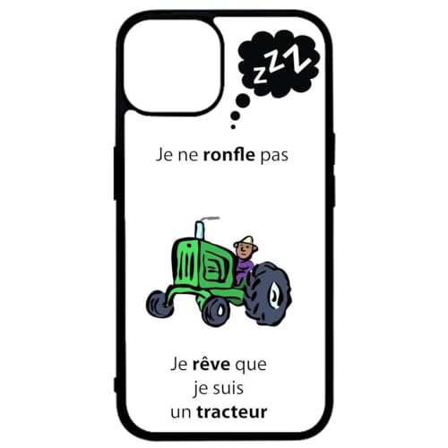 FunKaz Schutzhülle für iPhone 14 Plus – Humor, Geschenk "Je ne Ronfle Pas Je rêve ... Traktor" – Schwarze TPU-Schutzhülle (kompatibel mit Induktion) von FunKaz