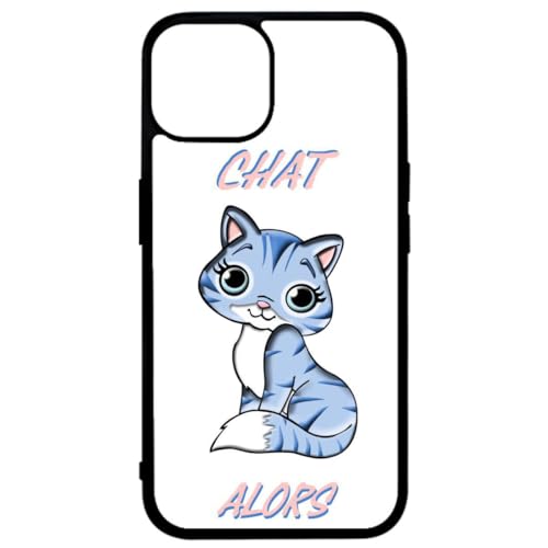 FunKaz Schutzhülle für iPhone 14 Plus – Katze Also, schöne Katze mit großen Augen – schwarze TPU-Schutzhülle (Induktionskompatibel) von FunKaz