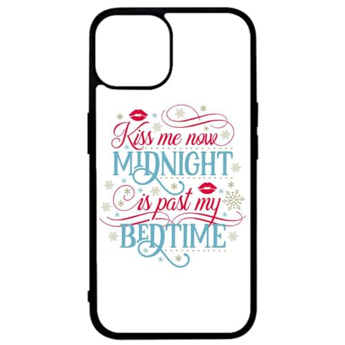 FunKaz Schutzhülle für iPhone 14 Plus – Kiss me Now Midnight is Past My Bedtime Liebe küsst mich – Schwarze TPU-Schutzhülle (Induktionskompatibel) von FunKaz