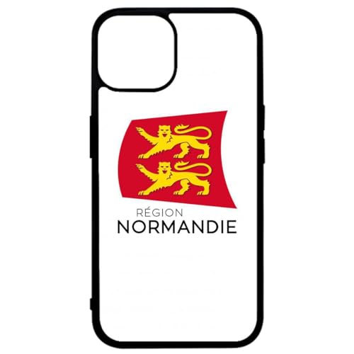FunKaz Schutzhülle für iPhone 14 Plus – Logo Normandie – Wappen der Normandie – 2 Leoparden – Schwarze TPU-Schutzhülle (Induktionskompatibel) von FunKaz