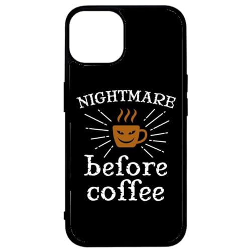 FunKaz Schutzhülle für iPhone 14 Plus – Nightmare Before Coffee – Schutzhülle Kaffee – Schwarze TPU-Schutzhülle (kompatibel mit Induktion) von FunKaz