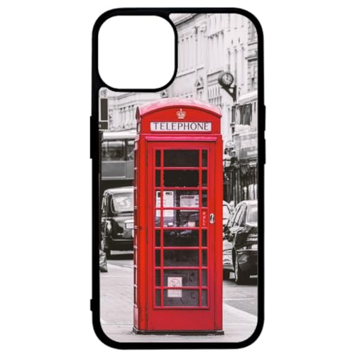 FunKaz Schutzhülle für iPhone 14 Plus – Telefonkabine London – Schwarze Schutzhülle aus TPU (kompatibel mit Induktion) von FunKaz