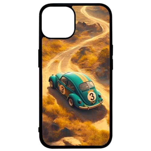 FunKaz Schutzhülle für iPhone 14 Plus – berühmtes Auto in den Pisten der amerikanischen Wüste – Schutzhülle Schwarz TPU (kompatibel mit Induktion) von FunKaz