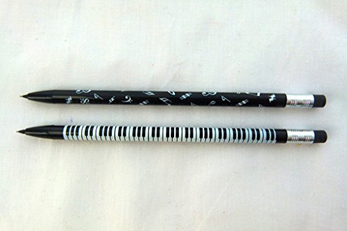 Musik Themen Musiknote und Keyboard Design Mechanische Bleistift mit Radiergummi Top (2 Stifte) von FunMusicOnline