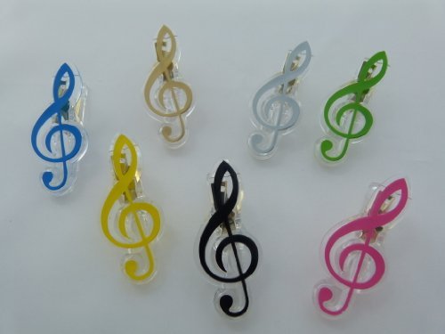 Musik-Themen - Violinschlüssel Form Papierklammern (5 Stück Sortierte Zufalls Farben) von FunMusicOnline