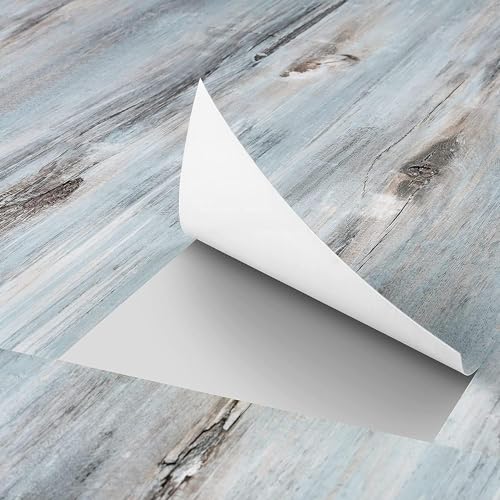FunStick 90X15CM 30 Stück PVC Bodenbelag Holzoptik Hellblau Vinylboden Selbstklebend Fliesenaufkleber Küche Bad Badezimmer Boden Selbstklebende Vinyl Fliesen Wand Wandverkleidung Holz von FunStick