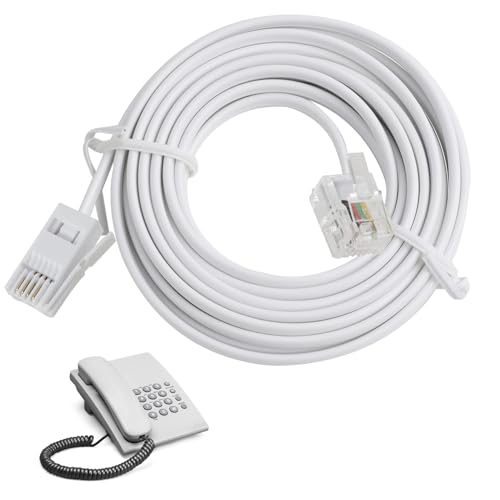 FunWorth BT auf RJ11 Telefonkabel, geschirmt, 6P2C, flaches Telefonkabel für UK-Festnetz, ADSL-Modem, Router, Fax, 24 AWG-Kupferdraht, Plug & Play Breitband/DSL) (3 m) von FunWorth