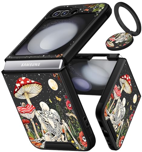 Funermei (2-in-1 Schutzhülle für Samsung Galaxy Z Flip 5, Totenkopf für Damen, niedliche Kinder, Jungen, Handyhülle, lustiges cooles Skelett, Gothic-Design mit Ringständer, Gothic-Teens, Funda für Funermei (2-in-1 Schutzhülle für Samsung Galaxy Z Flip 5, Totenkopf für Damen, niedliche Kinder, Jungen, Handyhülle, lustiges cooles Skelett, Gothic-Design mit Ringständer, Gothic-Teens, Funda für von Funermei