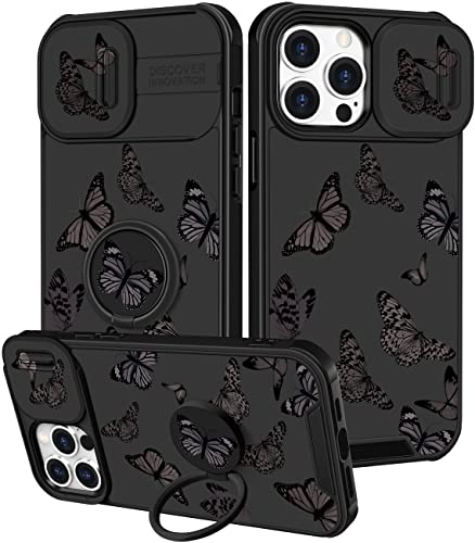 Funermei (2in1 for iPhone 15 Pro Case Butterfly for Women Girls Cute Cover Girly Pretty Kawaii Teens Black Aesthetic Design with Camera Cover and Ring Stand Funda for iPhone 15 Pro Phone Cases 6.1 Funermei (2in1 for iPhone 15 Pro Case Butterfly for Women Girls Cute Cover Girly Pretty Kawaii Teens Black Aesthetic Design with Camera Cover and Ring Stand Funda for iPhone 15 Pro Phone Cases 6.1 von Funermei