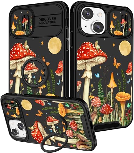 Funermei 2-in-1-Schutzhülle für iPhone 15 für Damen und Mädchen, niedliches Design, Motiv: Schmetterling, Mond, hübsches Teenager, Pilz, Kawaii, ästhetisches Design, mit Kamera-Abdeckung und Funermei 2-in-1-Schutzhülle für iPhone 15 für Damen und Mädchen, niedliches Design, Motiv: Schmetterling, Mond, hübsches Teenager, Pilz, Kawaii, ästhetisches Design, mit Kamera-Abdeckung und von Funermei