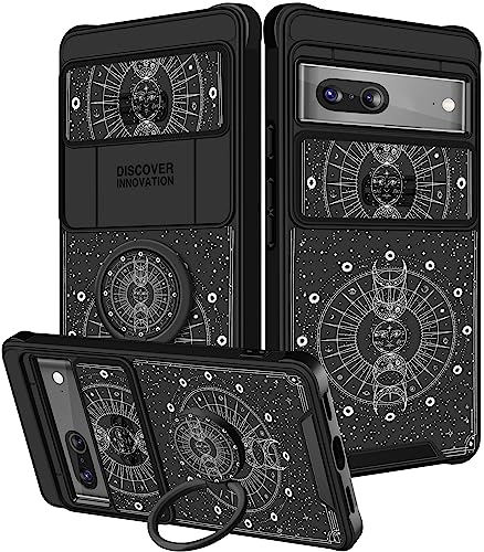 Funermei 2-in-1-Schutzhülle für Google Pixel 7, Motiv: Mond, Stern, Planet, Mädchen, hübsches ästhetisches Design, mit Kamera-Abdeckung und Ringständer, für Google Pixel 7, Schwarz Funermei 2-in-1-Schutzhülle für Google Pixel 7, Motiv: Mond, Stern, Planet, Mädchen, hübsches ästhetisches Design, mit Kamera-Abdeckung und Ringständer, für Google Pixel 7, Schwarz von Funermei