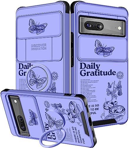 Funermei (2in1 für Google Pixel 7 Hülle für Frauen Niedliche Mädchen Handyhülle Schmetterling Girly Kawaii Lila Schmetterling Design mit Kamera-Abdeckung + Ringständer für Google Pixel 7 Handyhülle Funermei (2in1 für Google Pixel 7 Hülle für Frauen Niedliche Mädchen Handyhülle Schmetterling Girly Kawaii Lila Schmetterling Design mit Kamera-Abdeckung + Ringständer für Google Pixel 7 Handyhülle von Funermei