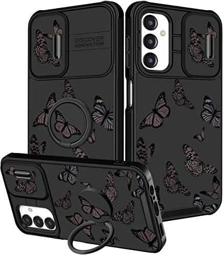 Funermei (2in1 für Samsung A14 5G Hülle für Frauen Cute Girls Cover Black Girly Kawaii Ästhetisch Einzigartiges Mode Fancy Schmetterling Design mit Kamera-Abdeckung und Ringständer für Samsung Galaxy Funermei (2in1 für Samsung A14 5G Hülle für Frauen Cute Girls Cover Black Girly Kawaii Ästhetisch Einzigartiges Mode Fancy Schmetterling Design mit Kamera-Abdeckung und Ringständer für Samsung Galaxy von Funermei