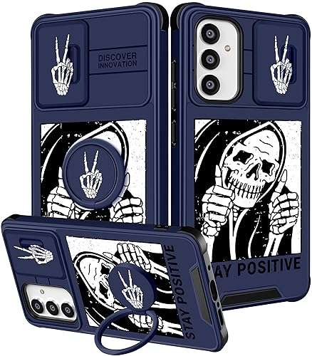 Funermei (2in1 für Samsung Galaxy A54 5G Handyhülle für Cute Skeleton Skull Cover Goth Scary Horror Fun Spooky Funny Cool Design with Camera Cover and Ring Stand Funda for Samsung A54 5G Case von Funermei