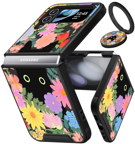 Funermei (2in1 für Samsung Galaxy Z Flip 4 Hülle für Frauen Mädchen Blume Niedliche Handyhülle Girly Hübsche Ästhetische Katze Schwarzes Design mit Ringständer Luxus Funda für Samsung Z Flip 4 Hüllen Funermei (2in1 für Samsung Galaxy Z Flip 4 Hülle für Frauen Mädchen Blume Niedliche Handyhülle Girly Hübsche Ästhetische Katze Schwarzes Design mit Ringständer Luxus Funda für Samsung Z Flip 4 Hüllen von Funermei