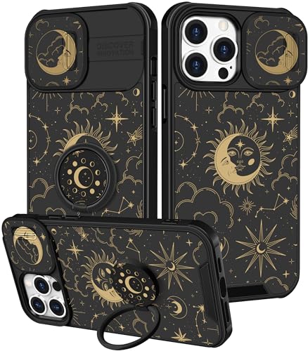 Funermei 2-in-1-Schutzhülle für iPhone 15 Pro, für Damen und Mädchen, niedliches Sonnen-, Mond-, Stern-Design, hübsches schwarzes ästhetisches einzigartiges Design mit Kamera-Abdeckung und Funermei 2-in-1-Schutzhülle für iPhone 15 Pro, für Damen und Mädchen, niedliches Sonnen-, Mond-, Stern-Design, hübsches schwarzes ästhetisches einzigartiges Design mit Kamera-Abdeckung und von Funermei