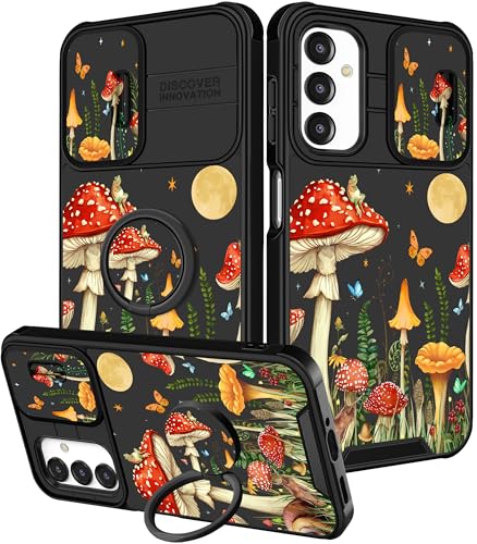 Funermei Schutzhülle für Samsung Galaxy A16 5G – Frauen und Mädchen, niedliches Design, hübscher ästhetischer Pilz, einzigartiges Design mit Kamera-Abdeckung und Ringständer, Funda für Samsung A16 5G von Funermei