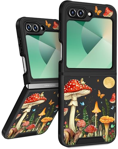 Funermei Schutzhülle für Samsung Galaxy Z Flip 6 – Frauen und Mädchen, niedlich, hübsch, ästhetisch, Pilz, einzigartiges Design mit Kamera-Abdeckung, Funda für Samsung Flip 6 von Funermei