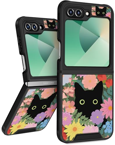 Funermei Schutzhülle für Samsung Galaxy Z Flip 6 – niedliche Handyhülle für Damen und Mädchen, hübsch, ästhetisch, Katze, Blume, einzigartiges Design mit Kamera-Abdeckung, Funda für Samsung Flip 6 Funermei Schutzhülle für Samsung Galaxy Z Flip 6 – niedliche Handyhülle für Damen und Mädchen, hübsch, ästhetisch, Katze, Blume, einzigartiges Design mit Kamera-Abdeckung, Funda für Samsung Flip 6 von Funermei