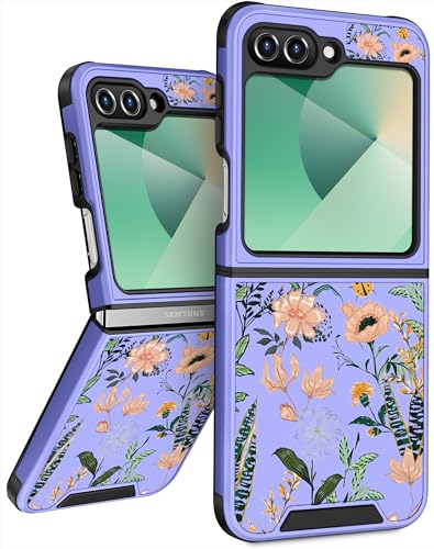 Funermei Schutzhülle für Samsung Galaxy Z Flip 6 – niedliche Handyhülle für Damen und Mädchen, hübsch, ästhetisch, lila, Blume, einzigartiges Design mit Kamera-Abdeckung, Funda für Samsung Flip 6 Funermei Schutzhülle für Samsung Galaxy Z Flip 6 – niedliche Handyhülle für Damen und Mädchen, hübsch, ästhetisch, lila, Blume, einzigartiges Design mit Kamera-Abdeckung, Funda für Samsung Flip 6 von Funermei