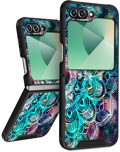 Funermei Schutzhülle für Samsung Galaxy Z Flip 6 – niedliche Handyhülle für Damen und Mädchen, hübsch, ästhetische Blume, Blau, einzigartiges Design mit Kamera-Abdeckung, Funda für Samsung Flip 6 von Funermei