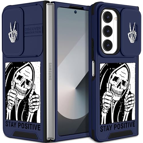 Funermei Schutzhülle für Samsung Galaxy Z Fold 6 – Frauen und Mädchen, niedlich, hübsch, ästhetisch, Totenkopf-Skelett, einzigartiges, cooles Design mit Kamera-Abdeckung, Funda für Samsung Fold 6 von Funermei