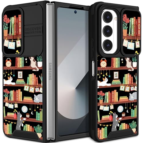 Funermei Schutzhülle für Samsung Galaxy Z Fold 6 – Frauen und Mädchen, niedlich, hübsch, ästhetisch, einzigartiges Katzen-Bücherregal-Design mit Kamera-Abdeckung, Funda für Samsung Fold 6 Hülle Funermei Schutzhülle für Samsung Galaxy Z Fold 6 – Frauen und Mädchen, niedlich, hübsch, ästhetisch, einzigartiges Katzen-Bücherregal-Design mit Kamera-Abdeckung, Funda für Samsung Fold 6 Hülle von Funermei